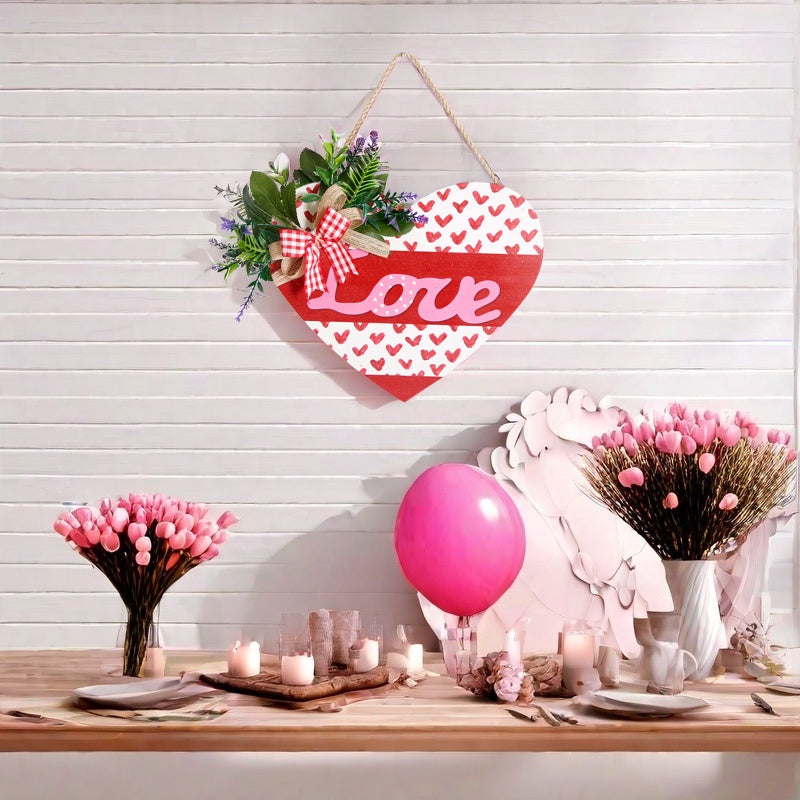 Wooden Sign Heart-shaped Hanging Decorations Wedding Engagement Anniversary Ornaments Home Decor