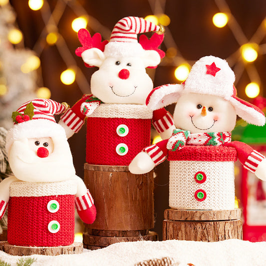 Christmas Decorations Santa Gift Box Snowman Candy Jar Holiday Desk Decor Kids Gifts