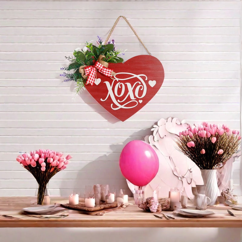Wooden Sign Heart-shaped Hanging Decorations Wedding Engagement Anniversary Ornaments Home Decor
