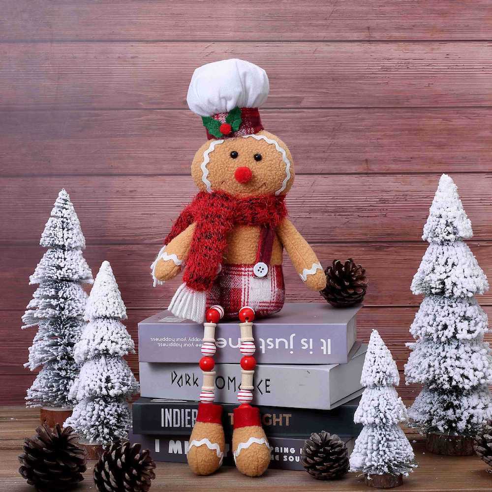 Christmas Decorations Gingerbread Man Doll Ornaments Wooden Beads Longlegs Gingerman Gnome Toy Xmas Gift