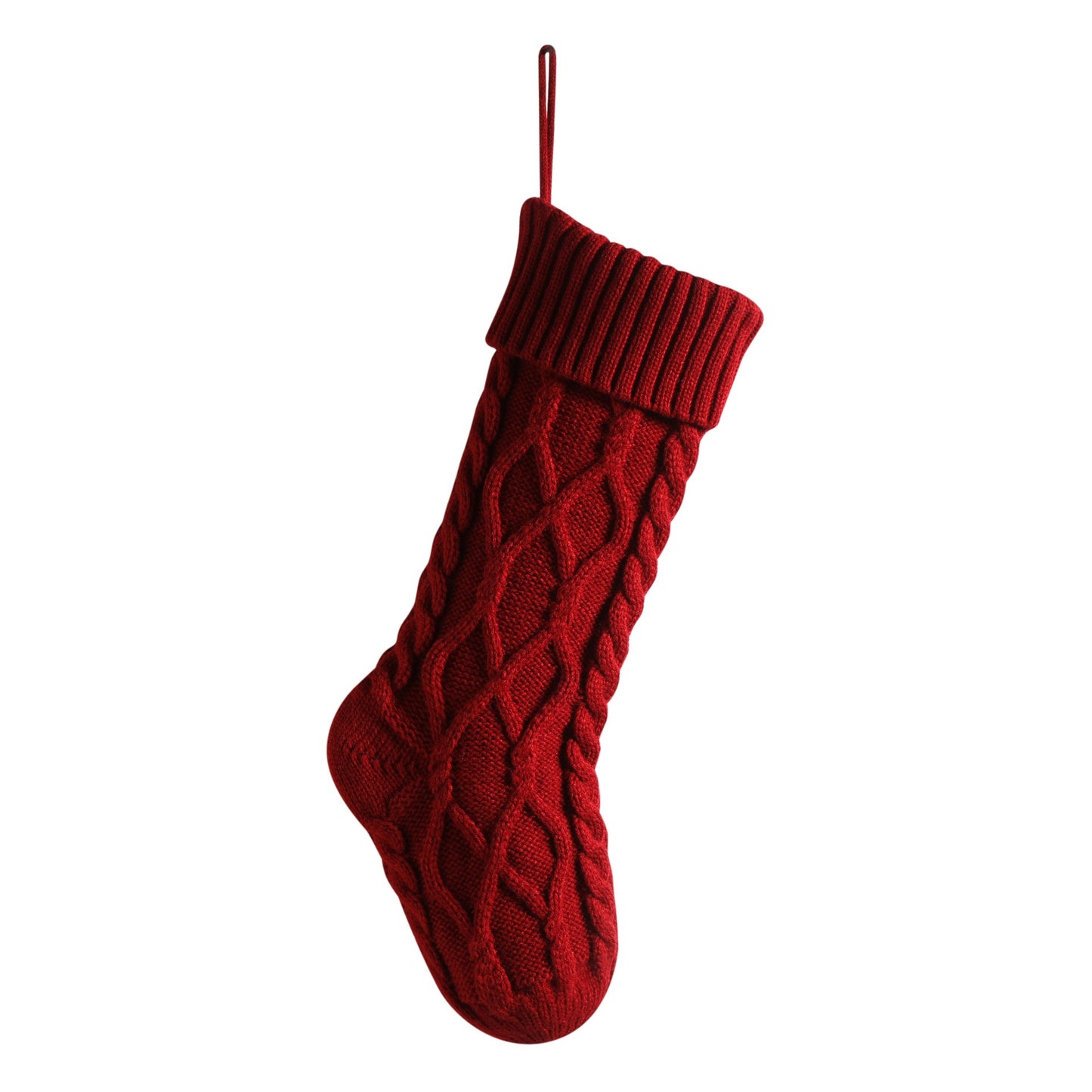 Christmas Decorations Knitted Twist Stocking Double Diamond Large  Gift Bag Xmas Tree  Hanging Home Fireplace Ornament 18"
