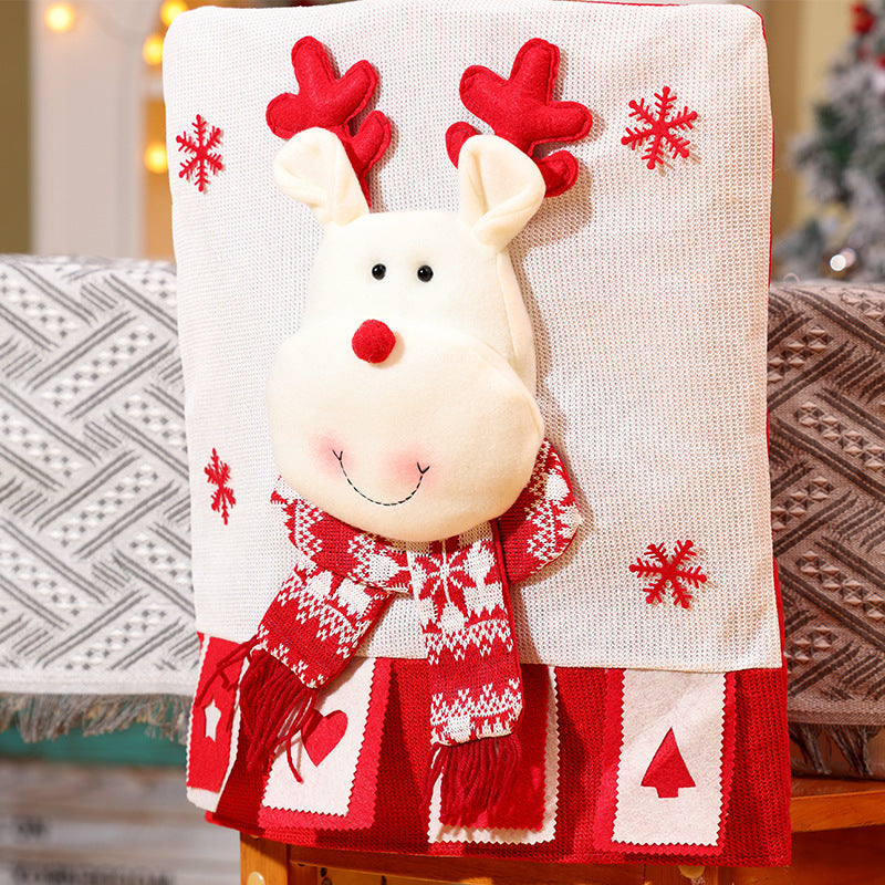Cartoon Knitted Chair Covers Christmas Decorations Dinning Room Ornaments Holiday Home Decor