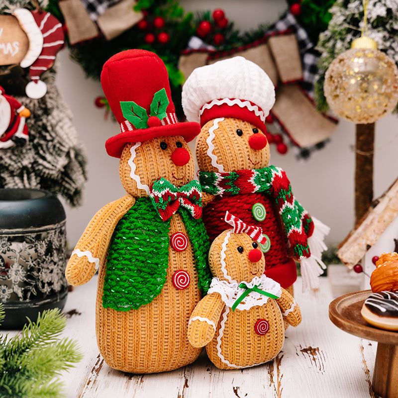 Christmas Decorations Gingerbread Man Doll Ornaments A Family of Three Ginger Chef Shop Window Decoration Gifts Xmas Home Decor