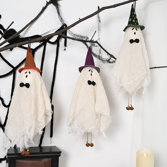 Halloween Decorations White Ghost Wind Bell Hanging Ornaments Witch Hanger Decorative Pendant Holiday Home Party Decoration Props