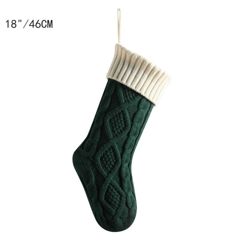18in Large Christmas Gift Bag Decorations Knitted Two-sided Diamond Christmas Stocking Home Fireplace Xmas Tree Ornaments