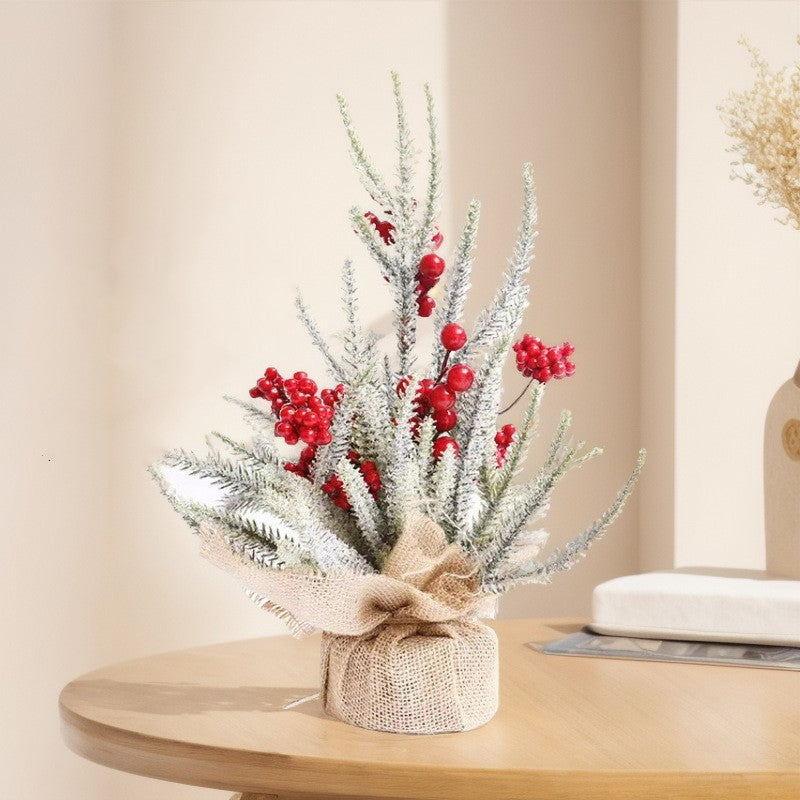 Christmas Decorations 30cm Mini Tabletop Christmas Tree Flocking Xmas Tree Ornaments