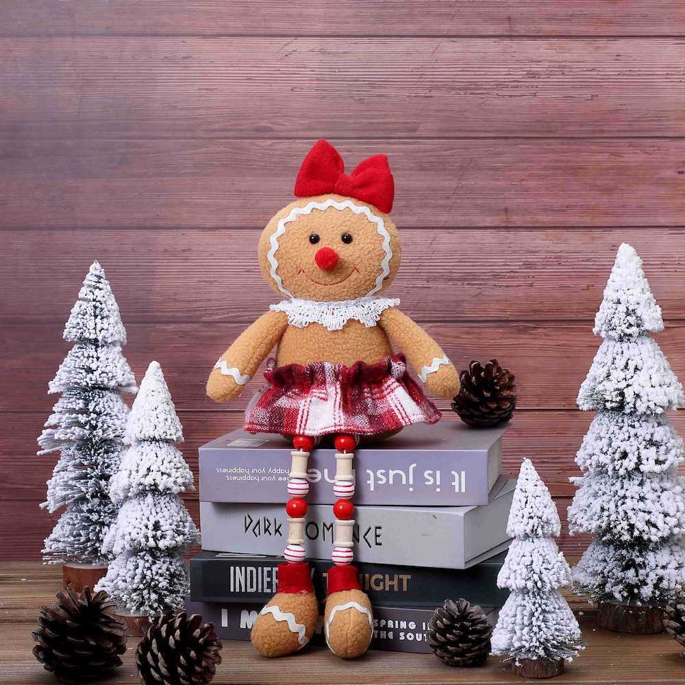 Christmas Decorations Gingerbread Man Doll Ornaments Wooden Beads Longlegs Gingerman Gnome Toy Xmas Gift