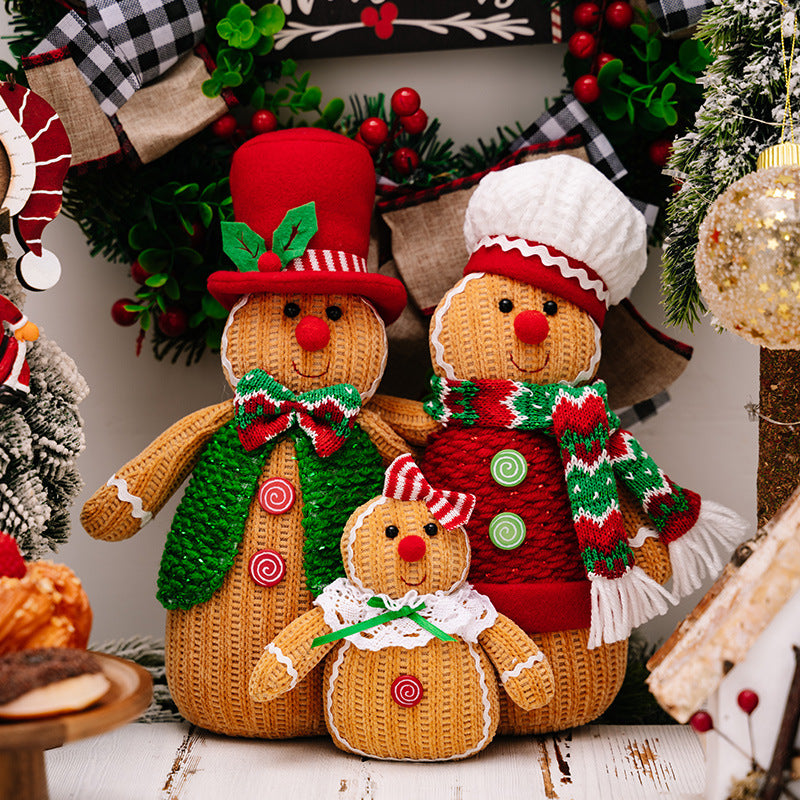 Christmas Decorations Gingerbread Man Doll Ornaments A Family of Three Ginger Chef Shop Window Decoration Gifts Xmas Home Decor