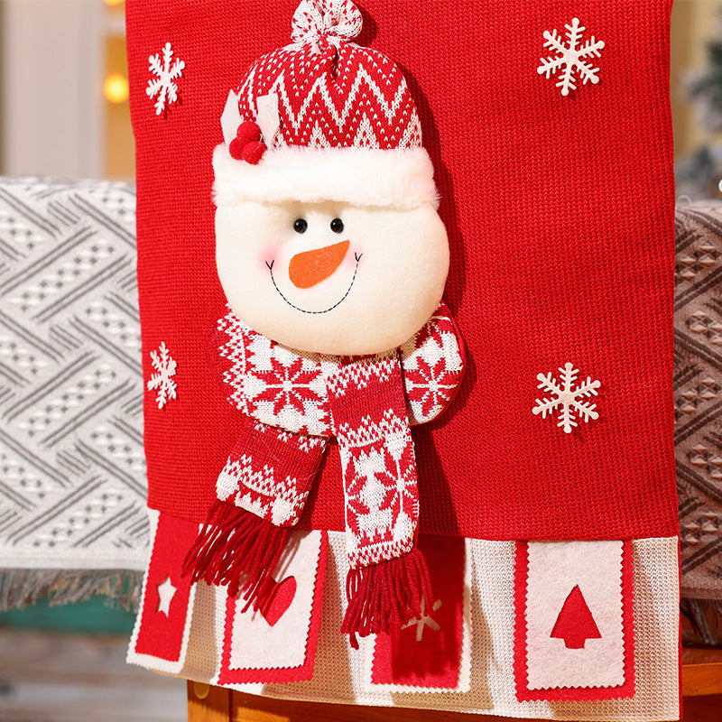 Cartoon Knitted Chair Covers Christmas Decorations Dinning Room Ornaments Holiday Home Decor