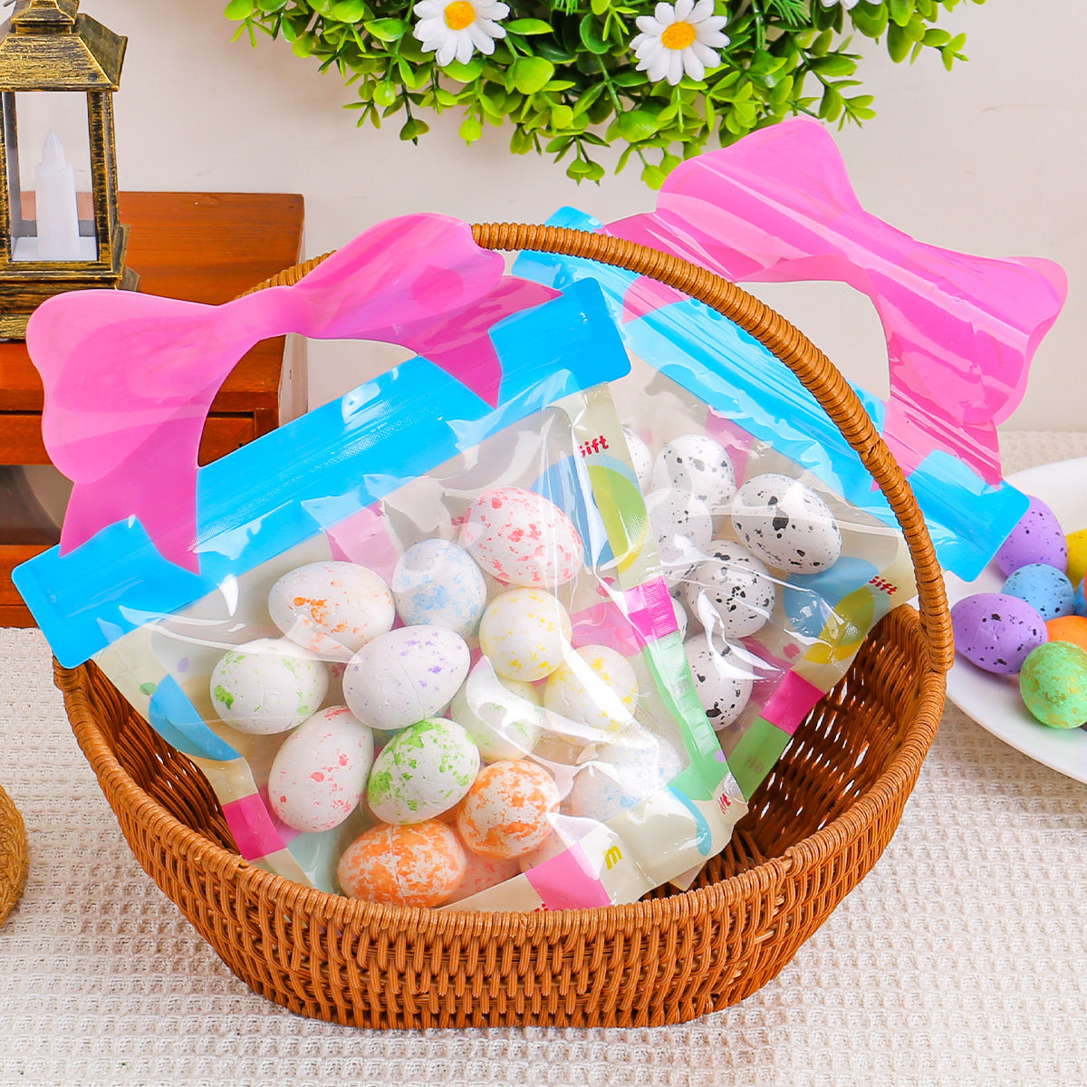 18PCS Foam Easter Eggs Holiday Party Decorations Artificial Spot Egg Gift Bag