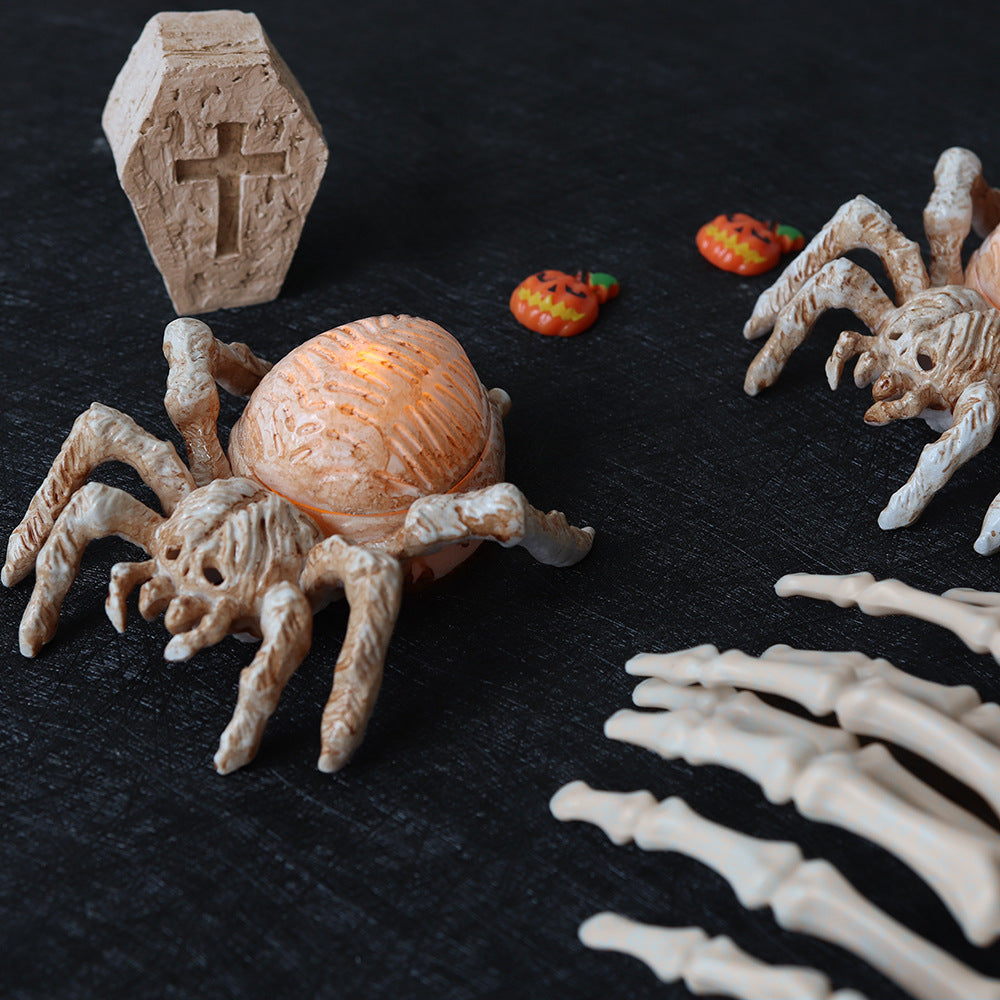 2Pack LED Spider Light Spooky Skull Night Lamp Table Ornaments Halloween Decorations Pub Ambient Lighting Party Props Gifts