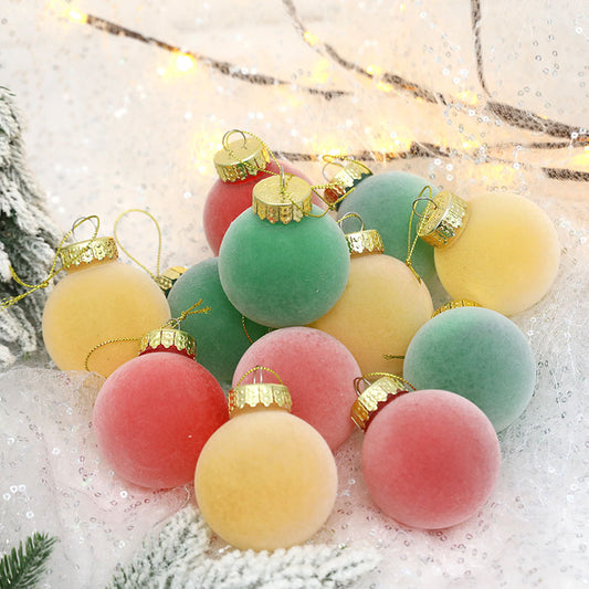 6cm 12Packs Velvet Christmas Balls Christmas Tree Decorations Hanging Ornaments Holiday Party Wedding Home Decor