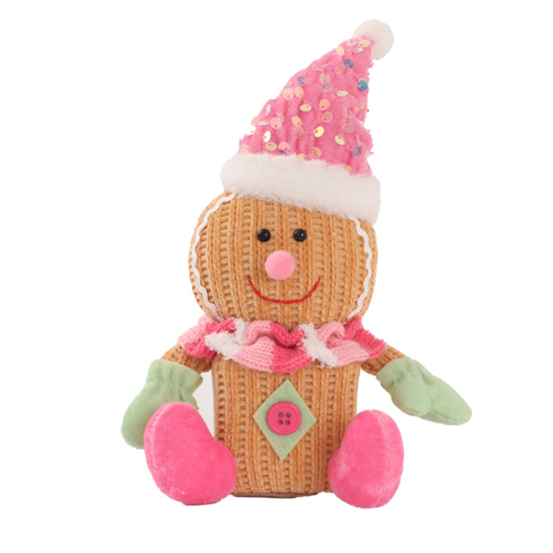 Christmas Decorations LED Gingerbread Man Ornaments Pink Gingerman Doll Xmas Gifts Home Table Decoration