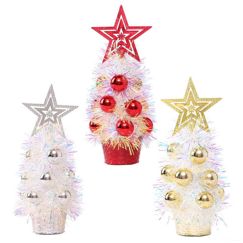 Mini Tinsel Christmas Tree Ornaments Christmas Decorations Hotel Party Tabletop Xmas Tree Home Decor