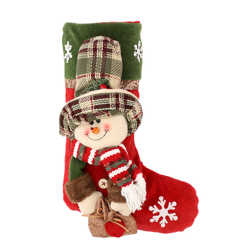 Christmas Stocking Decorations Santa Doll Candy Bag Hanging Ornament Snowman Gift Bag Xmas Tree Fireplace Pendant Holiday Decoration