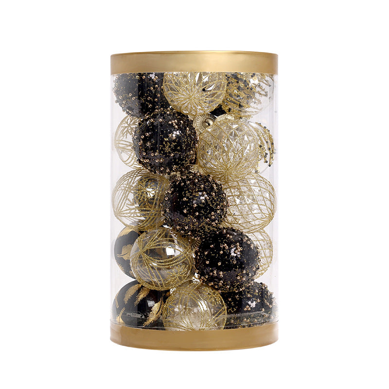 25 bolas de Navidad para árbol de Navidad, adornos colgantes, adornos dorados negros para decoración del hogar