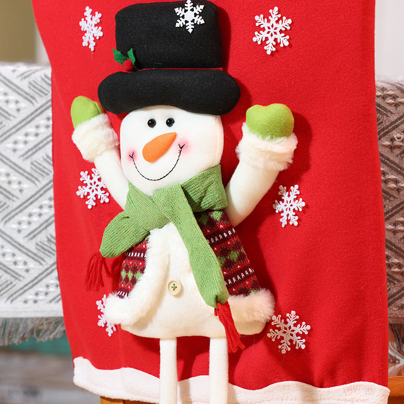 Christmas Chair Cover Longlegs Santa Snowman Ornaments Xmas Hotel Dinning Room Decoration