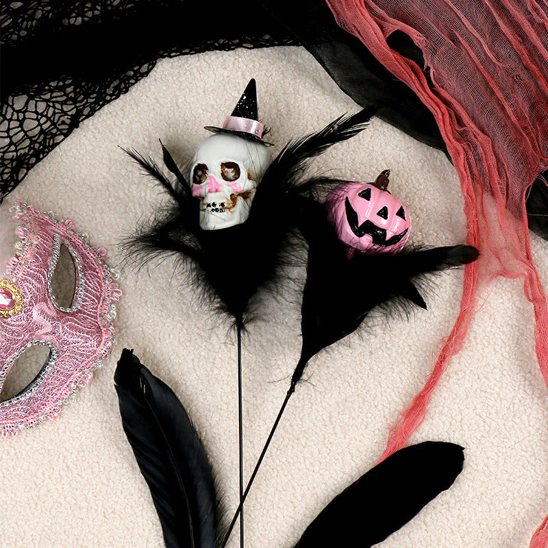 Halloween Decorations Skull Feather Branch DIY Pumpkin Bouquet Holiday Party Ornament Holiday Decor