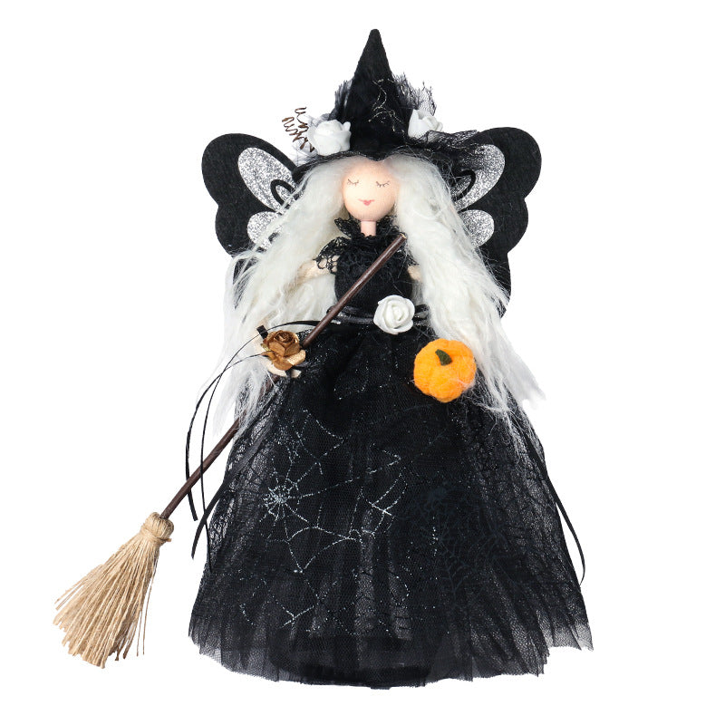 Halloween Decorations Witch Wings Doll Ornaments Butterfly Elf Tree Topper Holiday Party Home Decor Gifts