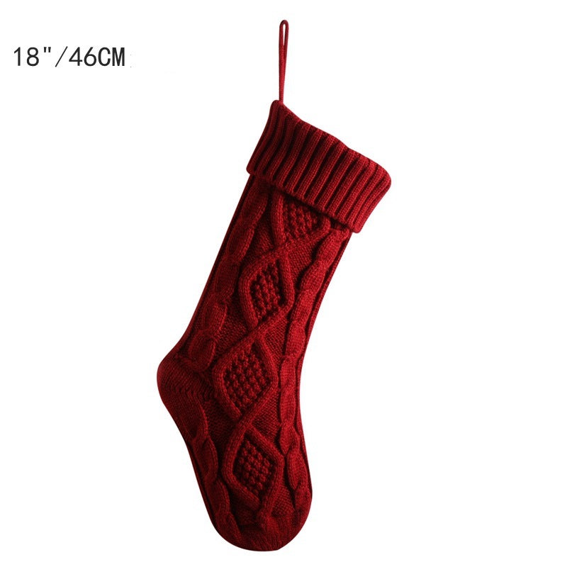 18in Large Christmas Gift Bag Decorations Knitted Two-sided Diamond Christmas Stocking Home Fireplace Xmas Tree Ornaments