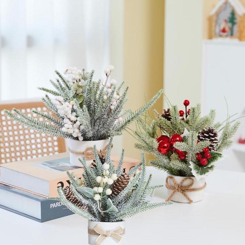 Mini Christmas Tree Tabletop Xmas Tree Bonsai Ornaments Christmas Decorations Holiday Party Home Decor