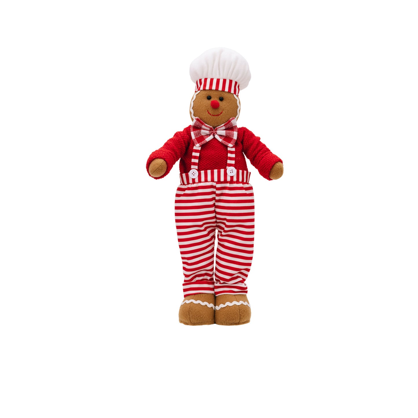 Striped Overalls Ginger Man Ornaments Red White Plaid Chef Hat Telescope Gingerbread Man Doll Gifts Home Window Decoration