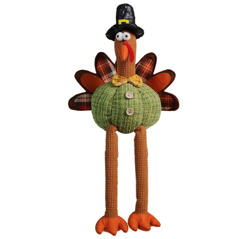 Thanksgiving Decorations Long Legs Turkey Doll Ornaments Fall Harvest Festival Home Party Decor Window Decorative Craft Gifts