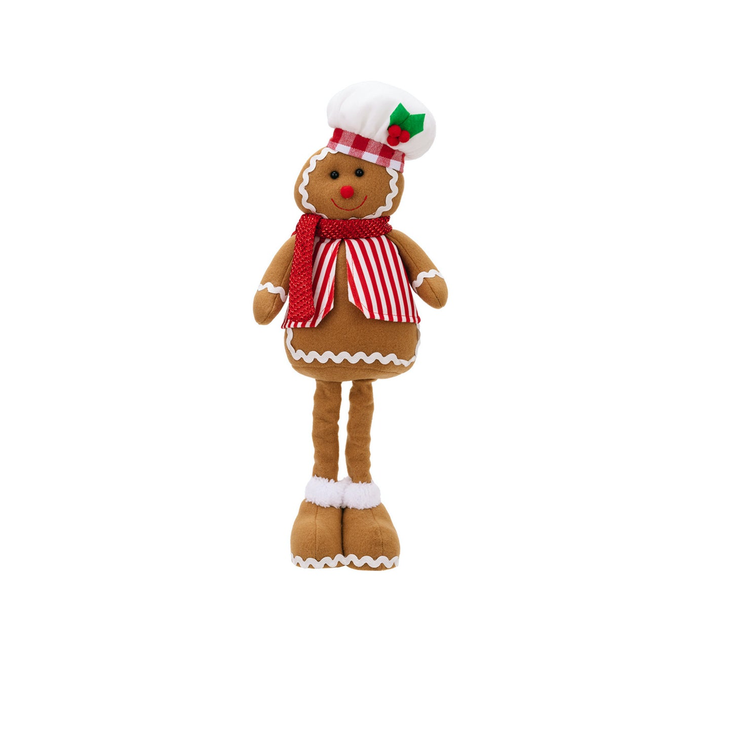 Striped Overalls Ginger Man Ornaments Red White Plaid Chef Hat Telescope Gingerbread Man Doll Gifts Home Window Decoration