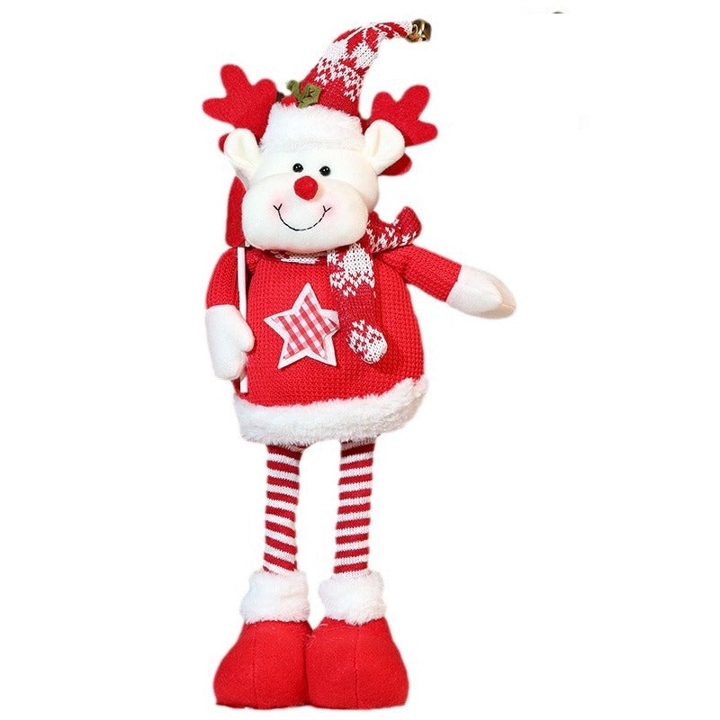 Christmas Cartoon Telescope Doll Knitted Santa Heart Snowman Ornaments Deer Decorations Xmas Gift Window Home Decor