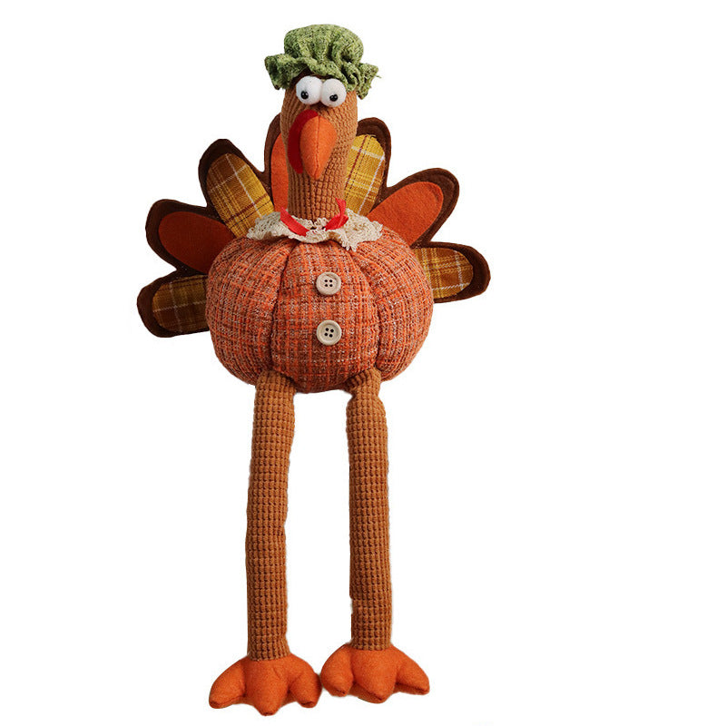 Thanksgiving Decorations Long Legs Turkey Doll Ornaments Fall Harvest Festival Home Party Decor Window Decorative Craft Gifts
