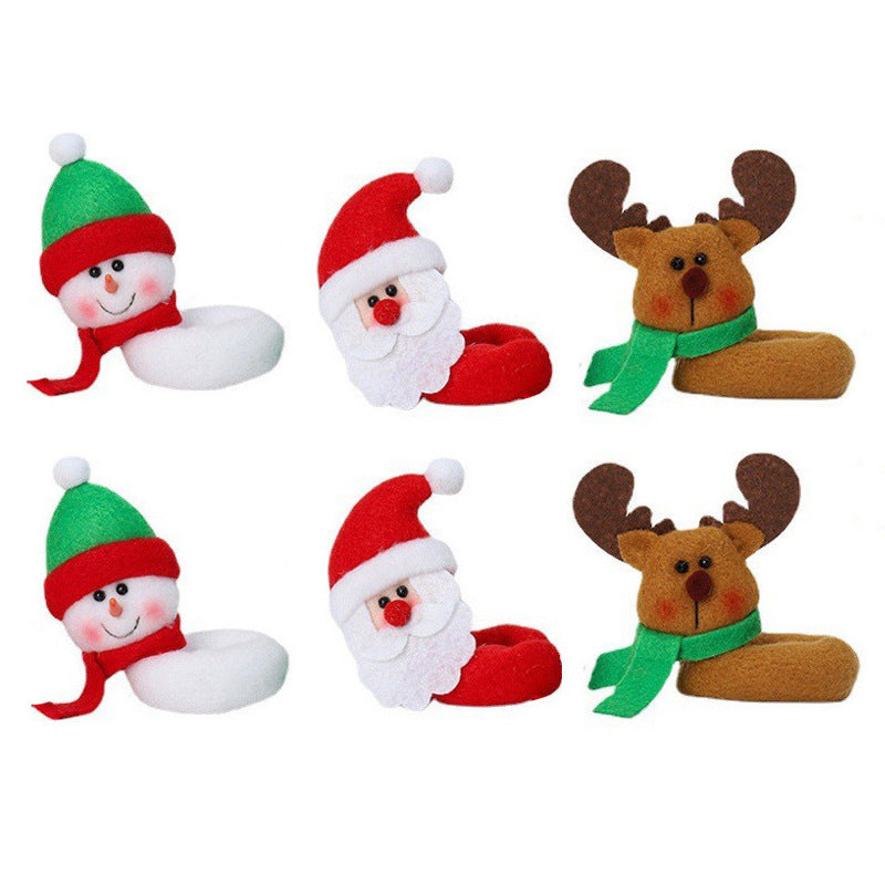 3Pack Lint Wine Cup Hug Christmas Decorations Bottle Holder Santa Snowman Ornaments Holiday Party Homecor