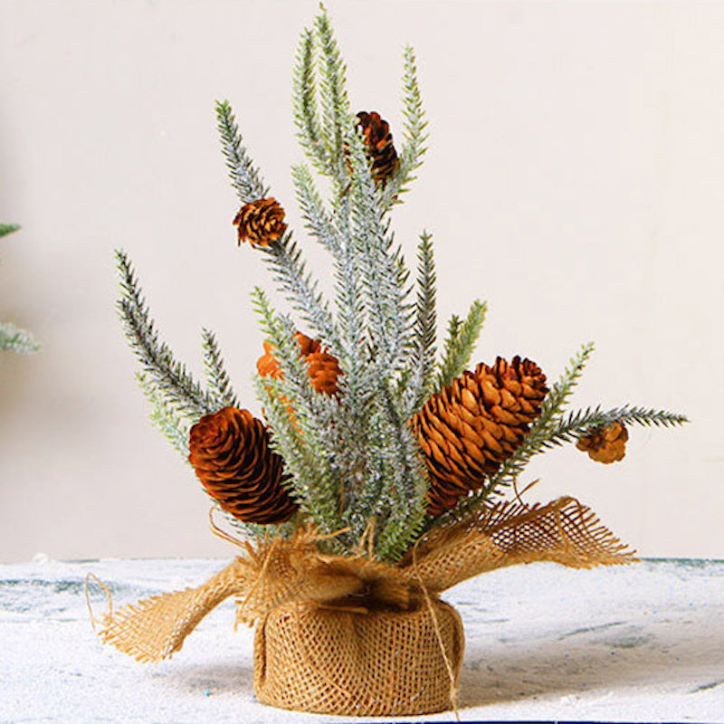 Christmas Decorations 30cm Mini Tabletop Christmas Tree Flocking Xmas Tree Ornaments