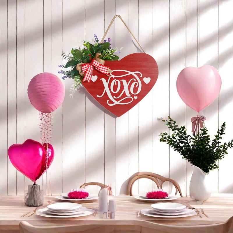 Wooden Sign Heart-shaped Hanging Decorations Wedding Engagement Anniversary Ornaments Home Decor