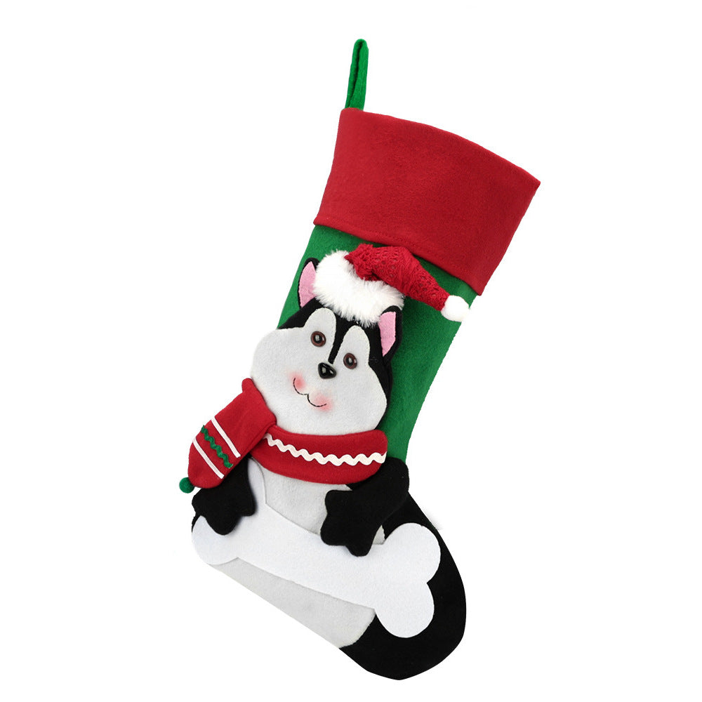 3D Cartoon Christmas Stocking Dog and Cat Large Gift Bag Xmas Tree Hanging Ornaments 18"