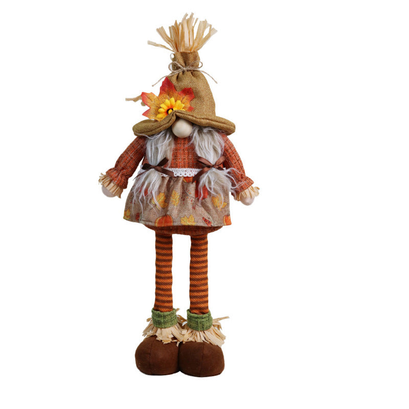 Maple Sunflower Gnome Thanksgiving Decorations Telescope Dwarf Fall Harvest Festival Doll Ornaments Home Decor Shop Window Displays Autumn Gift