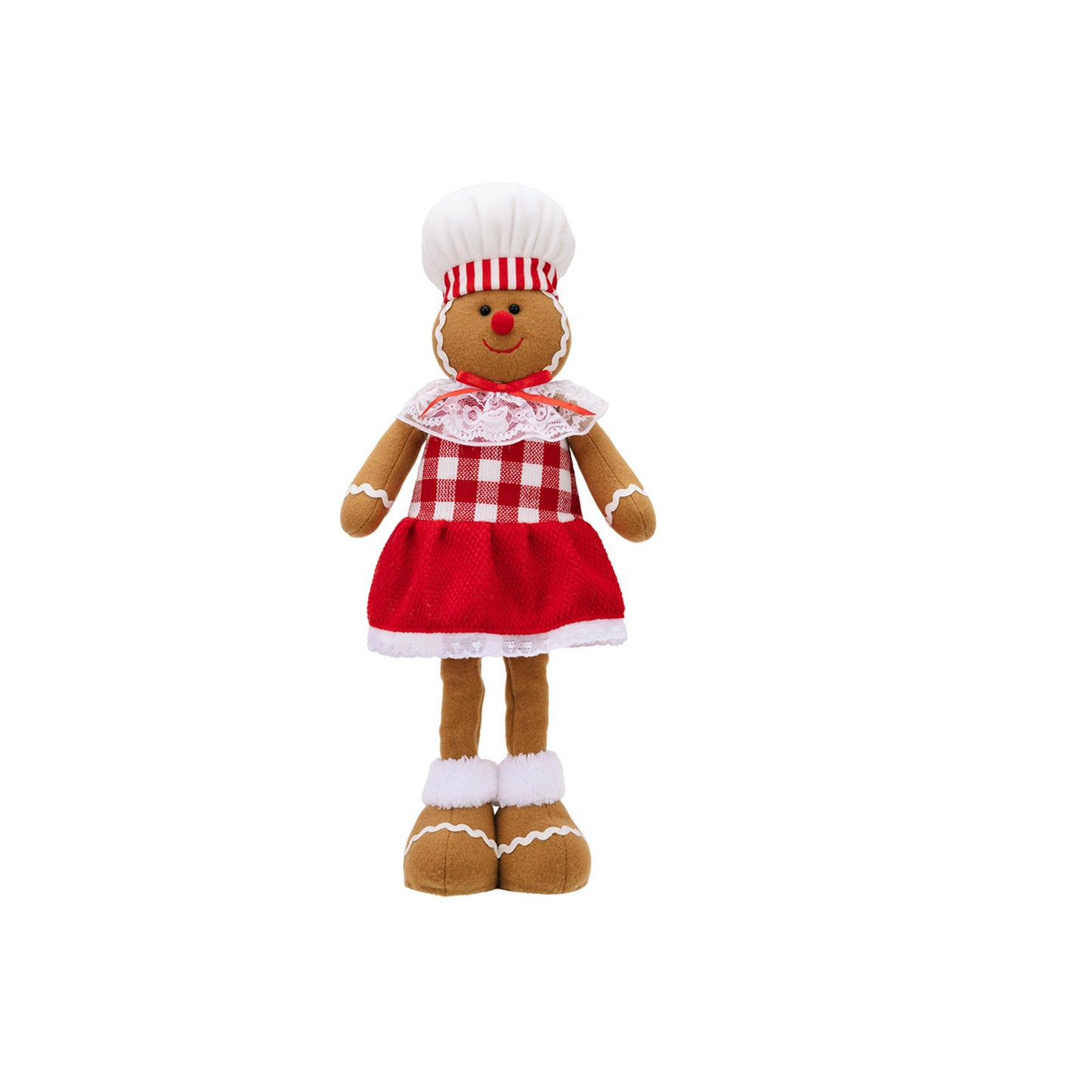 Striped Overalls Ginger Man Ornaments Red White Plaid Chef Hat Telescope Gingerbread Man Doll Gifts Home Window Decoration