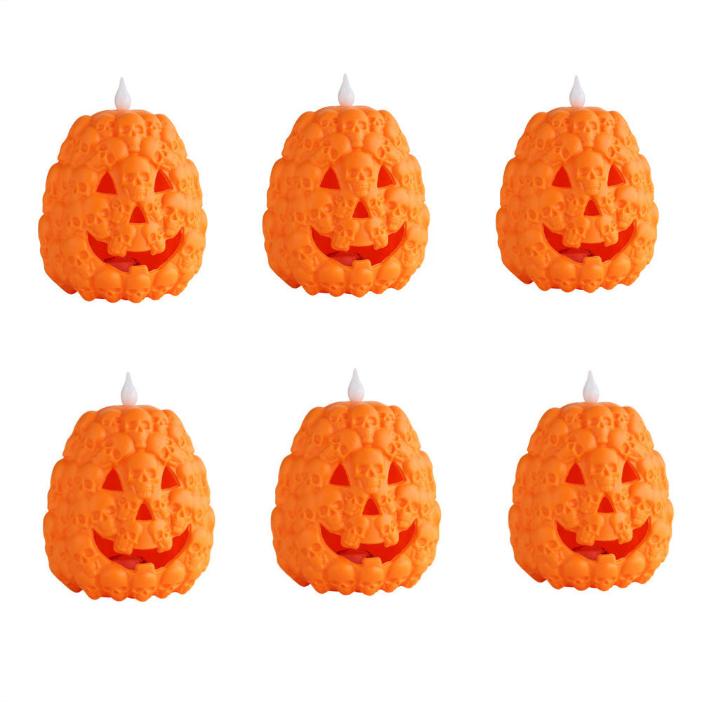 Halloween Decorations LED Pumpkin Light Skull Decorative Night Lamp Pumpkin Ornaments Party Props Hollow Candle Lamp Home Decor