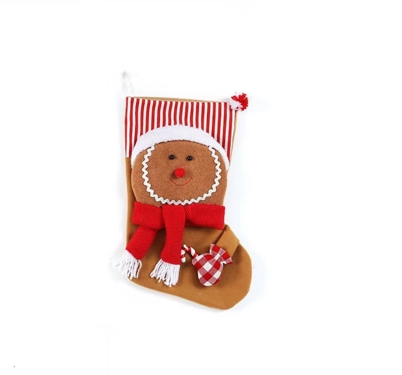 Christmas Stocking Gingerman Gift Bag Red White Plaid Gingerbread Man Candy Bag Strip Hanging Ornaments Xmas Tree Pendants Decorations Home Holiday Party Decor