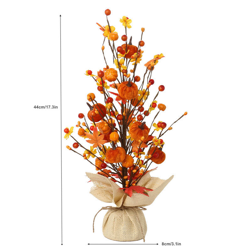 Pumpkin Maple Decorative Tree Thanksgiving Halloween Decorations Holiday Tabletop Ornaments Harvest Festival Farm Garden Family Party Home Decor