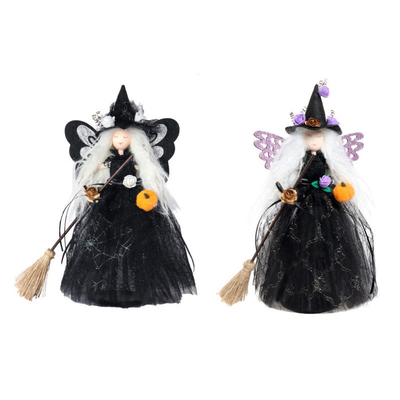 Halloween Decorations Witch Wings Doll Ornaments Butterfly Elf Tree Topper Holiday Party Home Decor Gifts