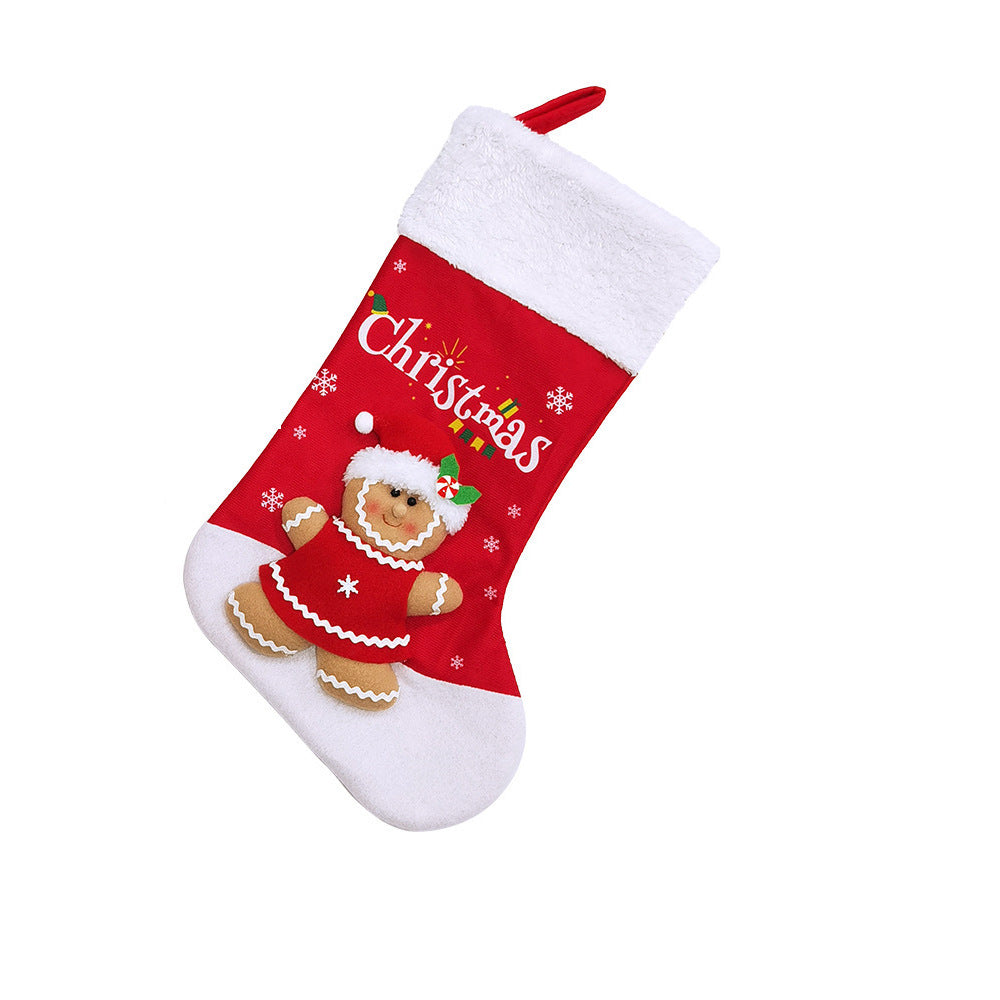 Gingerbread Man Christmas Stocking Large Gift Bag Santa Hanging Ornaments Snowman Candy Bag Xmas Tree Pendants Holiday Party Decor