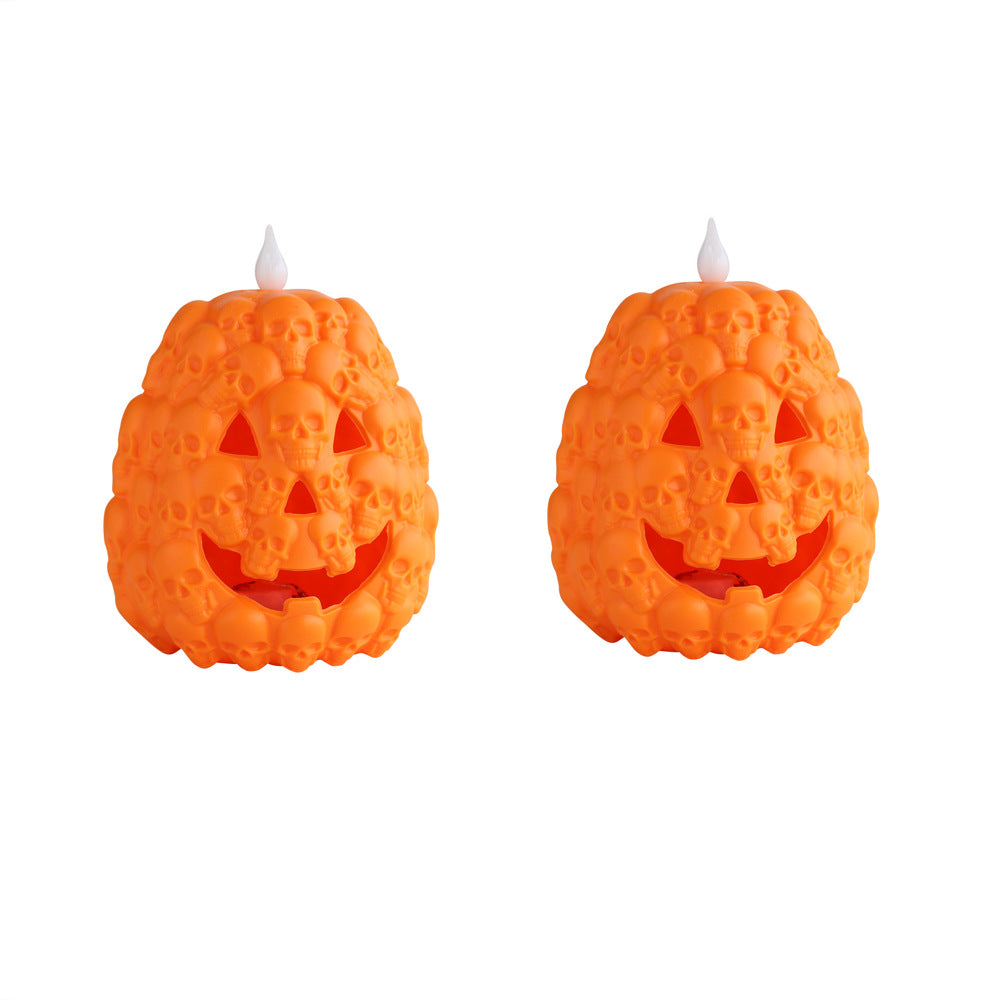 Halloween Decorations LED Pumpkin Light Skull Decorative Night Lamp Pumpkin Ornaments Party Props Hollow Candle Lamp Home Decor