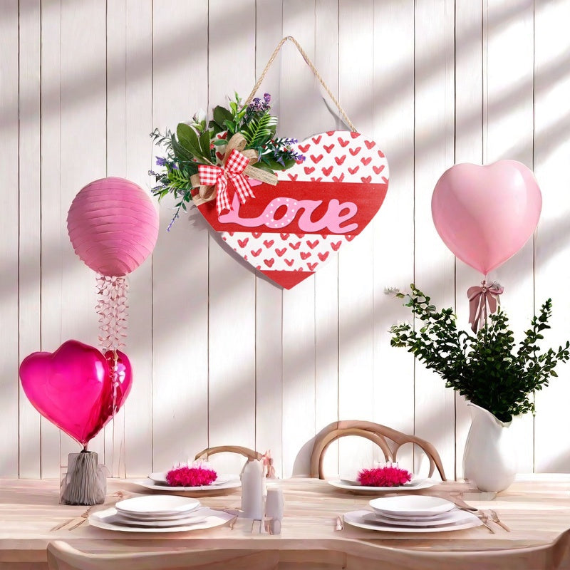 Wooden Sign Heart-shaped Hanging Decorations Wedding Engagement Anniversary Ornaments Home Decor