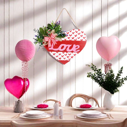 Wooden Heart-shaped Hanging Ornaments for Valentine's Day Wedding Engagement Anniversary Home Decor