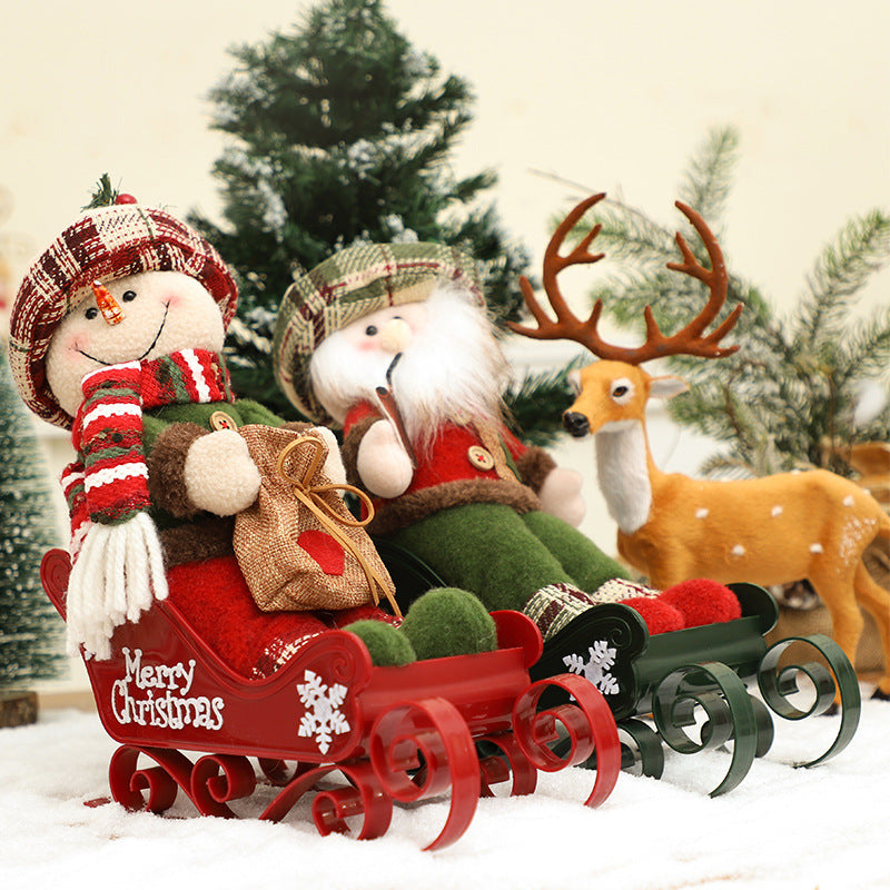 Christmas Decorations Sleigh Santa Snowman Doll Ornaments Xmas Home Decor Gifts