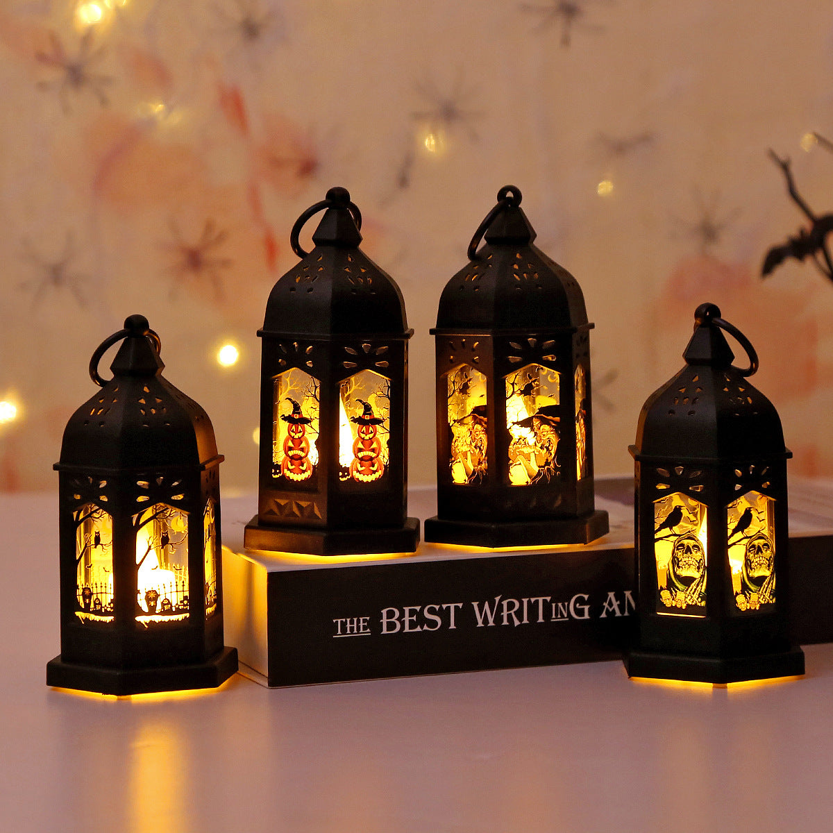 Halloween Decorations LED Pumpkin Lamp Electronic Candle Light Ornaments Holiday Party Supplies Prop Small Night Light Table Decoration