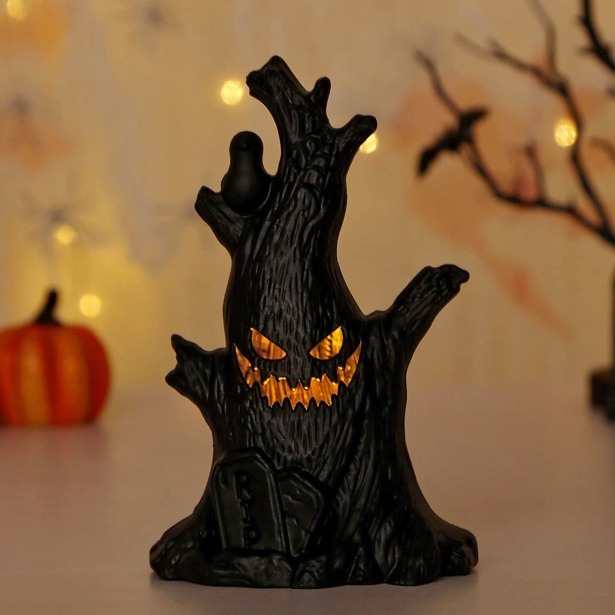 Halloween Decorations LED Ghost Tree Ornaments Luminous Pumpkin Light Spook Bat Candle Lamp Holiday Party Bar Home Table Decor Spooky Scene Props