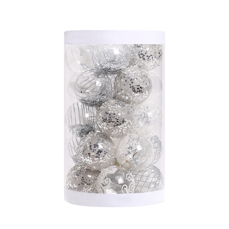 25PCS Christmas Balls Set Festive Hanging Ornament Christmas Tree Decoration Silver Baubles Party Wedding Decor