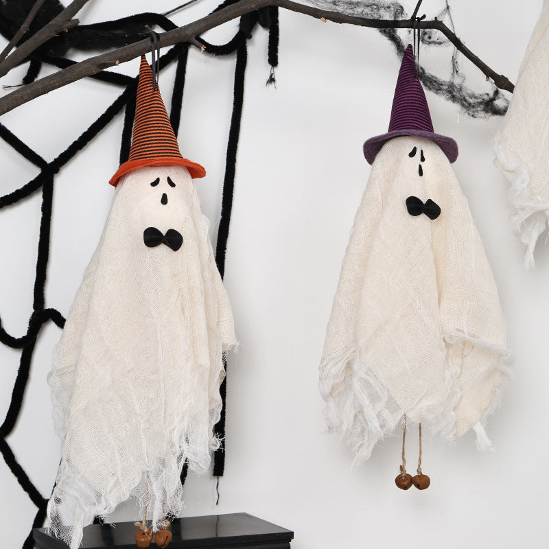 Halloween Decorations White Ghost Wind Bell Hanging Ornaments Witch Hanger Decorative Pendant Holiday Home Party Decoration Props