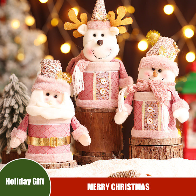 Cute Cartoon Santa Gift Box Christmas Decorations Snowman Candy Jar Ornaments Xmas Kids Gift Table Storage Box